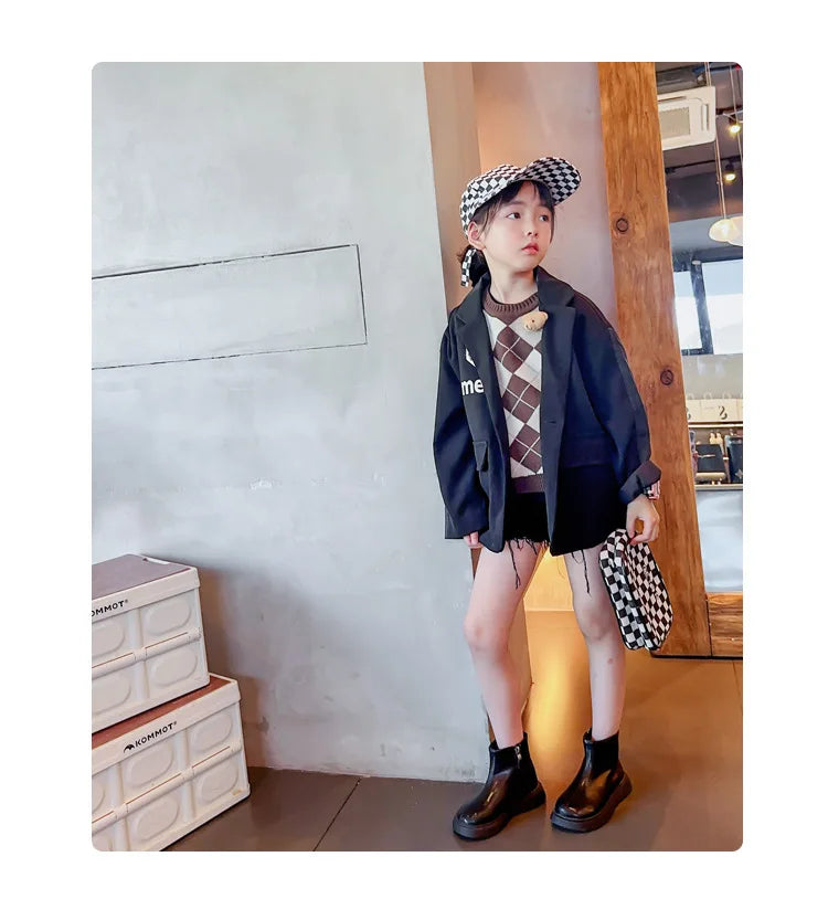 Autumn Winter Children's Boots Fashion Simple Style Girl's Ankle Boot Causal Versatile Black Kid Short Leather Boots Side Zipper kids_shoes