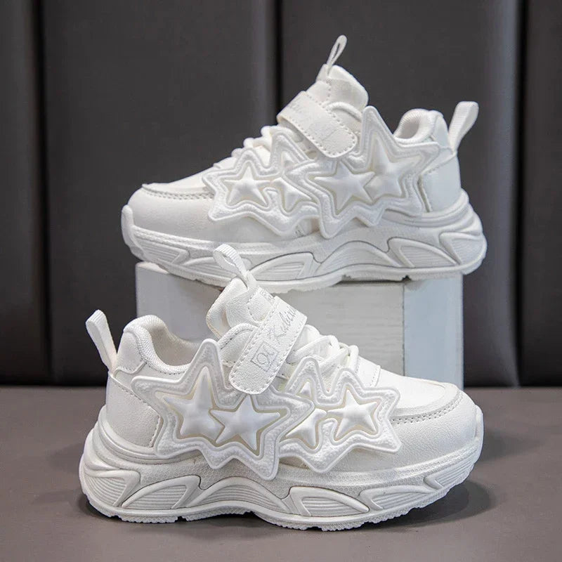 Children Casual Shoes for Girls Fashion Classic with Stars Girls Sports Running Sneakers Breathable PU + Rubber Anti-skid Soft kids_shoes