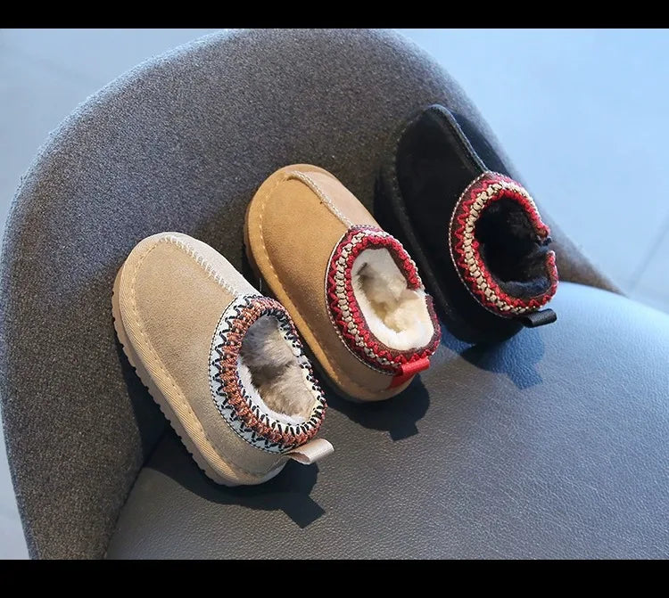 Baby Warm Casual Flat Low Top Snow Boots 2025 Winter Fashion Childrens' Concise Soft Soled Comfortable Non Slip Cotton Shoes kids_shoes