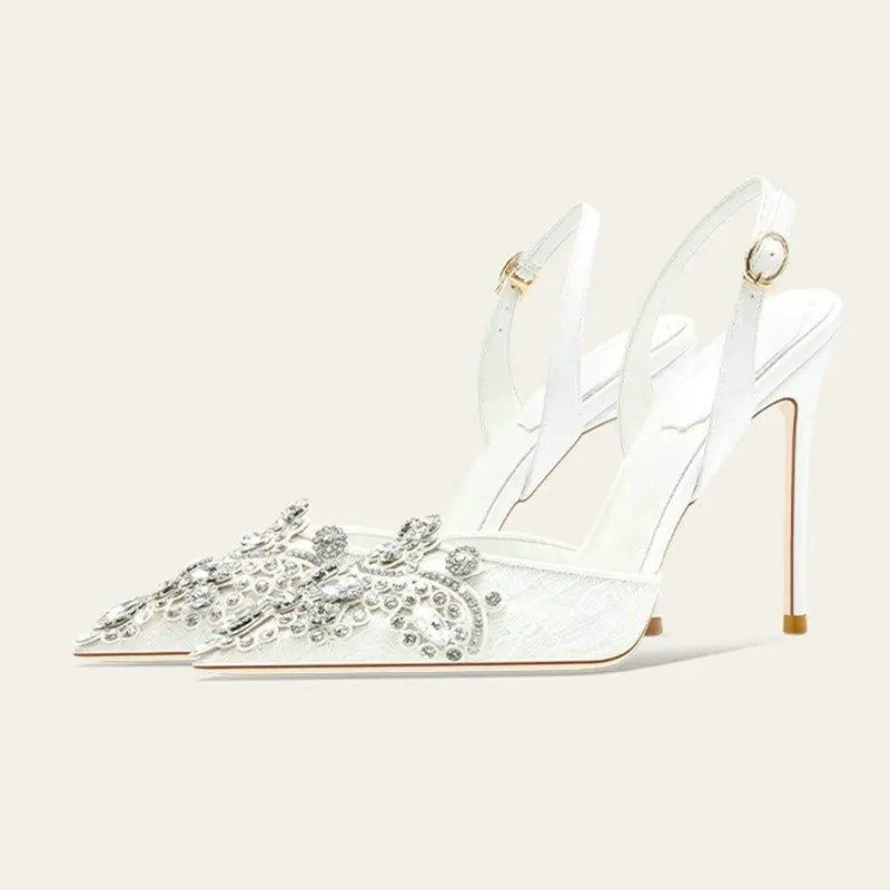 2025 New Baotou Fairy Wind Sandals Female Diamond-Pointed High Heels With Wedding Shoes Sexy Bridesmaid Shoes heels_bridal
