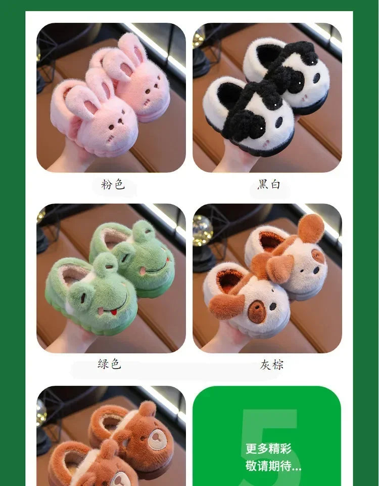 Winter Children's Cotton Slippers Cute and Warm Thickened Indoor and Outdoor Plush Shoes Home and Baby Bag Heels Cotton Shoes kids_shoes