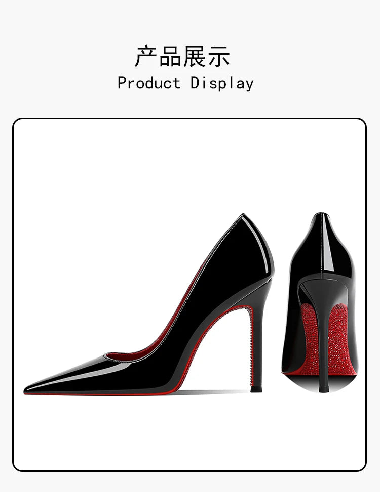 Women's heels 2025 New Luxury Brand Pumps Red Bottom Pointed Toe Rhinestone High Heels Elegant Stiletto Party Prom Ladies Shoes heels_stiletto