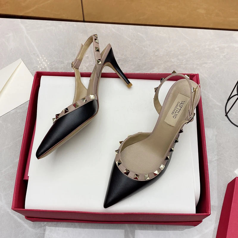 Shoes For Women 2025 Trend Luxury Metal Rivet High Heels Sandals Gladiator Pointed Toe Stiletto Heels Summer Sexy Party Shoes heels_stiletto