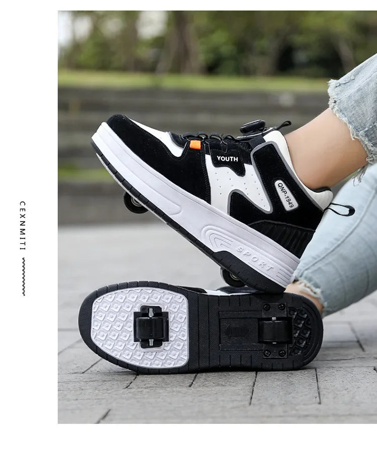 2026 Autumn Winter Popular Children's Roller Skates Men Women's Sport Shoes With Rotating Buckle And Wheels Single Row Skating kids_shoes