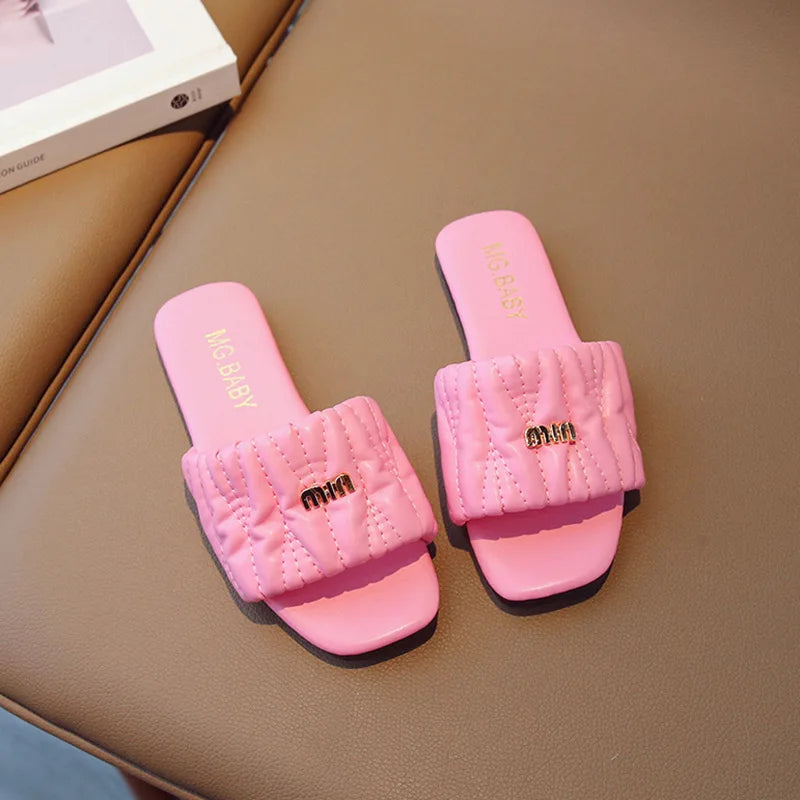 Summer Children's Shoes 2026 Children's flip-flops Women's Treasure candy-colored Princess flip-flops Girls' square toe slippers kids_shoes