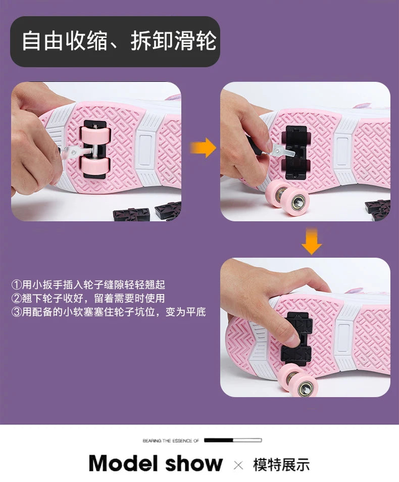 2025new Roller Skates Sneakers For Children Sports Shoes For Boys Retractable Skates With Removable Sheels Unisex kids_shoes