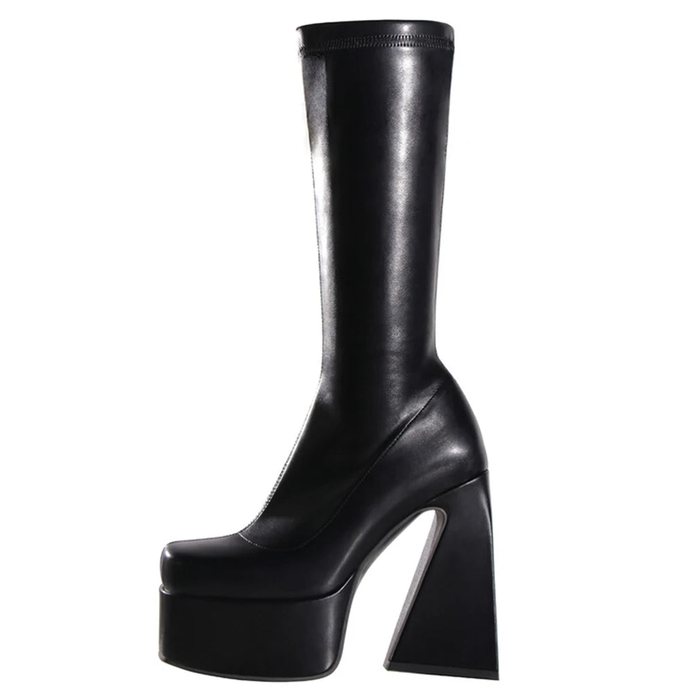 Platform Over The Knee High Boots 2022 Brand Design Zipper White Black Fashion Motorcycle Boots Sexy Party Walking Comfy Shoes boots_platform