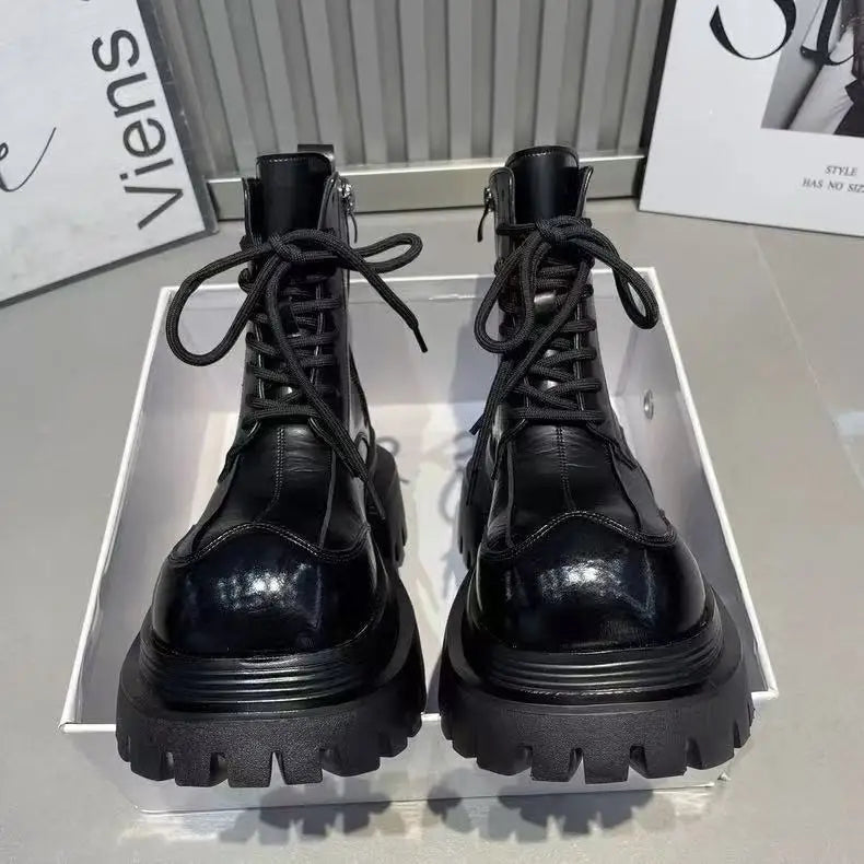 Women's Boots Flats Platform Designer Fad Sport Shoes for Woman Ankle Boots 2025 Winter New Trend Retro Motorcycle Boots Mujer boots_platform