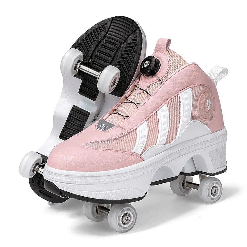 Girls Pink Roller Skate Shoes Sneakers With Wheels Children Rollerskates Fashion Outdoor Sports Shoes Girls Gifts kids_shoes