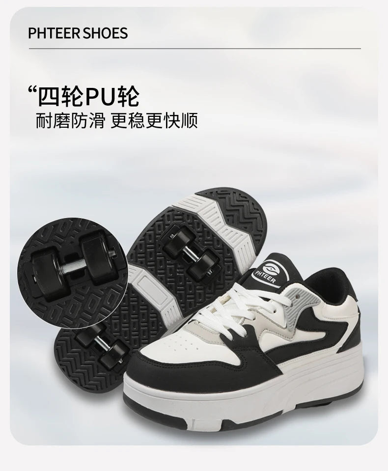 Children's Outdoor Sports Roller Skates Shoes Single Row Wheel kids Sliding Shoes four-Wheel for boys and grils kids_shoes