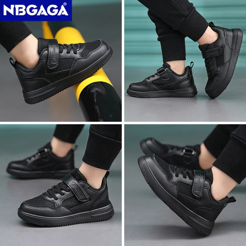 Children Sneaker Boys Casual Shoes Black Leather Flat Student Walking Shoes Non-slip Girl Lightweight Sports Tennis Footwear kids_shoes