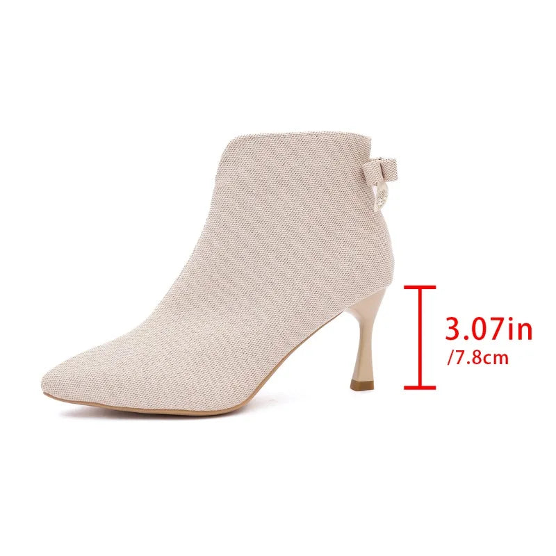 2025 Women's Thin High Heels Boots Autumn New Fashion Zip Shoes Women Bling Sexy Pointed Toe Party Ankle Boots Women Botas Mujer boots_highheel