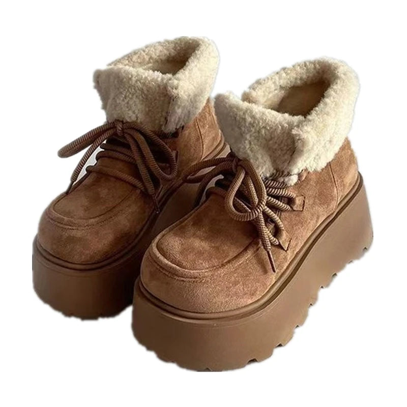 Winter Keep Warm Women Snow Boots Fashion Platform Flats Short Booties Designer Cotton Shoes Botas Mujer Winter Fur Ankle Boots boots_platform