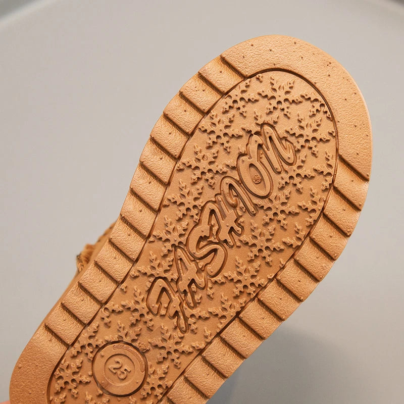 Children Snow Boots Concise Style Plush Chunky Winter Kids Short Boot Solid Color Slip-on Unisex Classic Boys Girls Shoes 23-36 kids_shoes