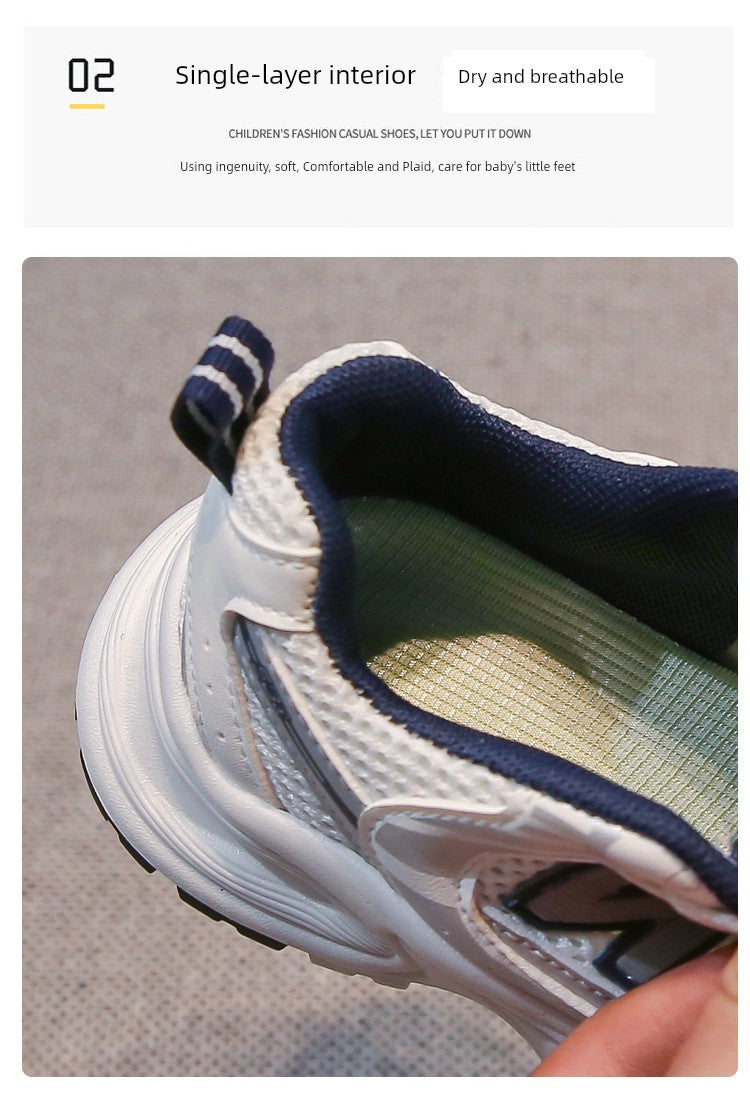 Kids White Sneaker 2025 Spring Mesh Breathable Boys and Girls Trendy Dad Shoes Children's Casual Running Shoes kids_shoes