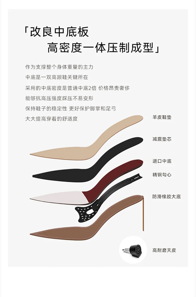 2025 Black Silk High-end Temperament Pointed Head Stiletto High Heels Women heels_stiletto