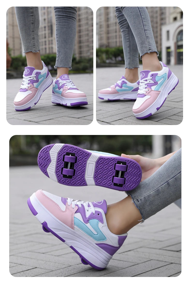 Children's Outdoor Sports Roller Skates Shoes Single Row Wheel kids Sliding Shoes four-Wheel for boys and grils kids_shoes