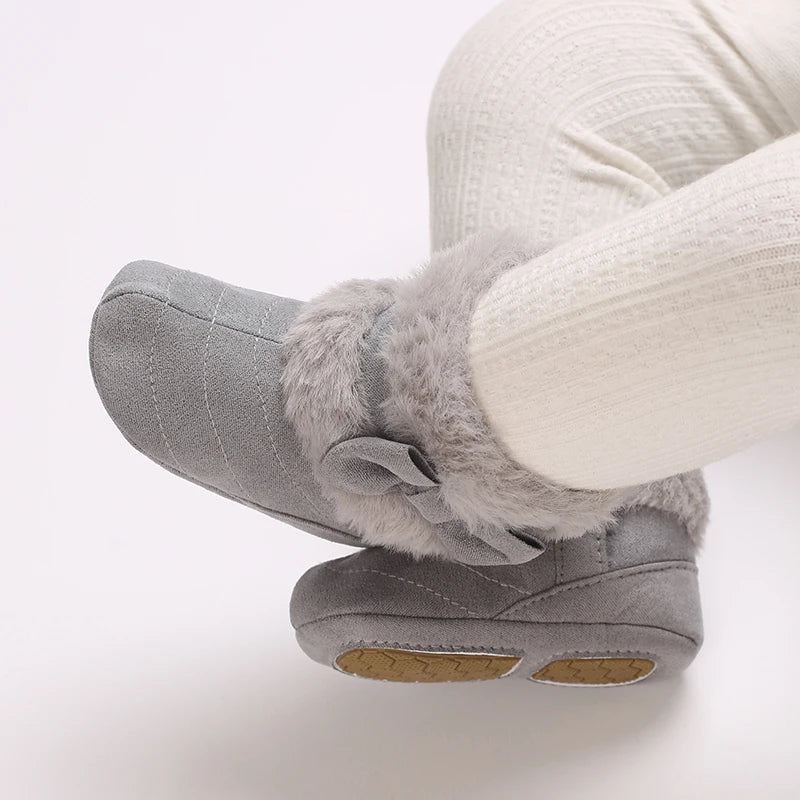 0-18M baby shoes Girls winter plush comfort snow boots cute bow cotton shoes baby soft soled non-slip toddler shoes kids_shoes