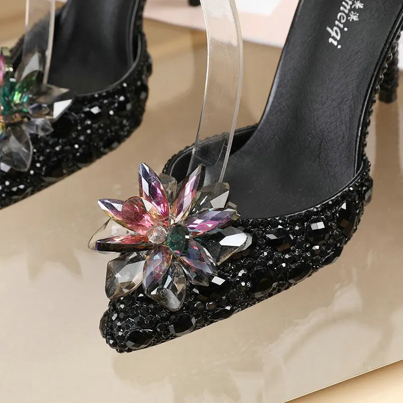 2025 Spring New Crystal Flash Diamond 7 Colors Wedding Bridesmaid Shoes Banquet Stiletto Women's Shoes heels_bridal