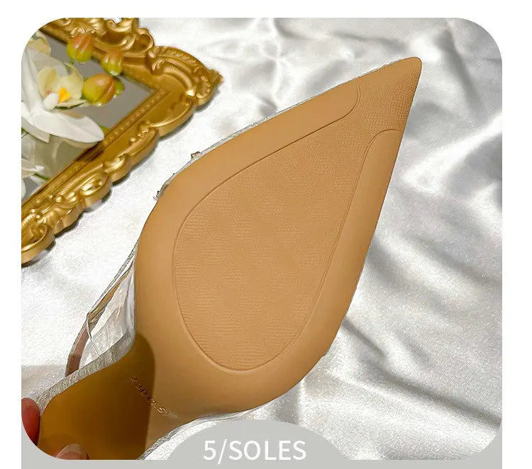 2025 Summer Pointy Head Shallow Mouth Baotou Sandals Women Fine White Beautiful French Rhine-Style High Heels Wedding Pumps heels_bridal