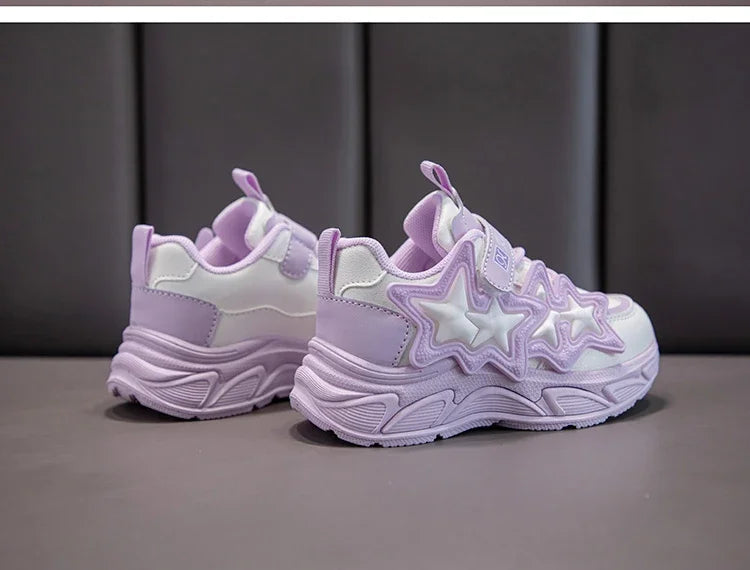 Children Casual Shoes for Girls Fashion Classic with Stars Girls Sports Running Sneakers Breathable PU + Rubber Anti-skid Soft kids_shoes