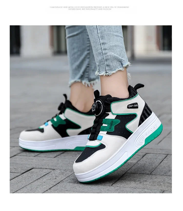 2026 Autumn Winter Popular Children's Roller Skates Men Women's Sport Shoes With Rotating Buckle And Wheels Single Row Skating kids_shoes