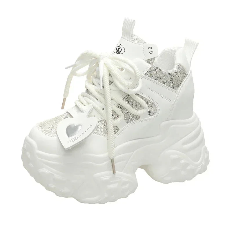 7CM Women Casual Platform Sneakers High Heels New Spring Sports Vulcanized Shoes Bling Trainers Chunky Sneakers Zapatos Mujer sneakers_platform