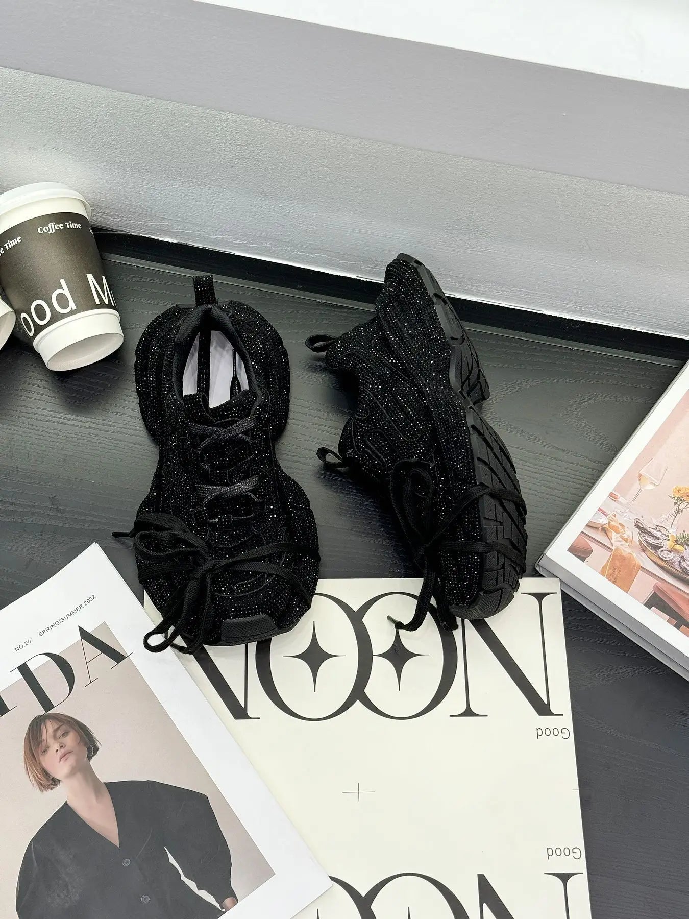 Gypsy Rhinestone Thick-soled Fried Street Women's Autumn 2024 New Ins Trendy Fashion Casual Dad Shoes sneakers_platform