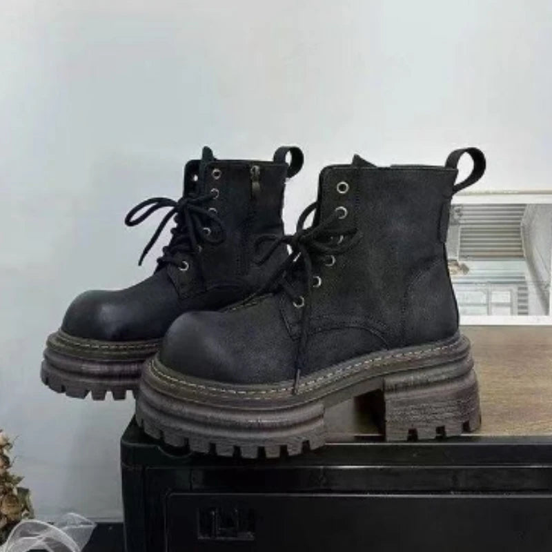 Platform Women's Ankle Boots Flats Designer Shoes Winter 2025 Fad Chelsea Boots New Walking Goth Leather Motorcycle Mujer Botas boots_platform