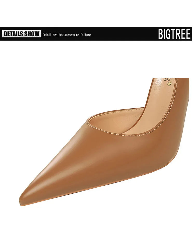 BIGTREE Shoes Black Women Pumps Quality Leather Women Shoes High Heels Fashion Wedding Shoes Stiletto Luxurious Elegant Pumps heels_stiletto