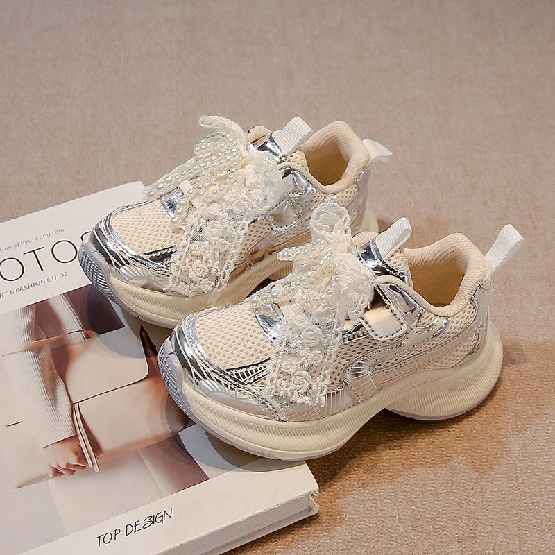 Girls Sports Shoes Spring Autumn Pink Breathable Girls Casual Shoes 3-18 Years Old Beige Soft Non-slip Children's Single Shoes kids_shoes