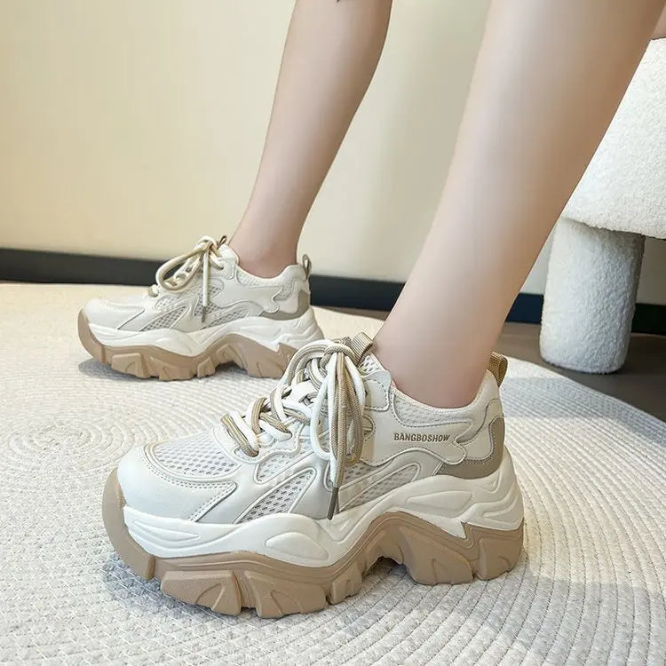 Lightweight sports running shoes for women 2024 spring new mesh campus style Forrest Gump daddy all-match casual trendy shoes sneakers_platform