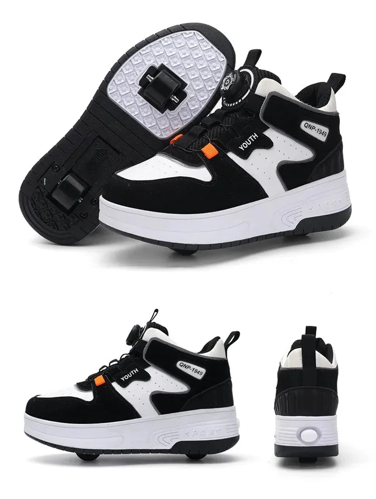 2026 Autumn Winter Popular Children's Roller Skates Men Women's Sport Shoes With Rotating Buckle And Wheels Single Row Skating kids_shoes