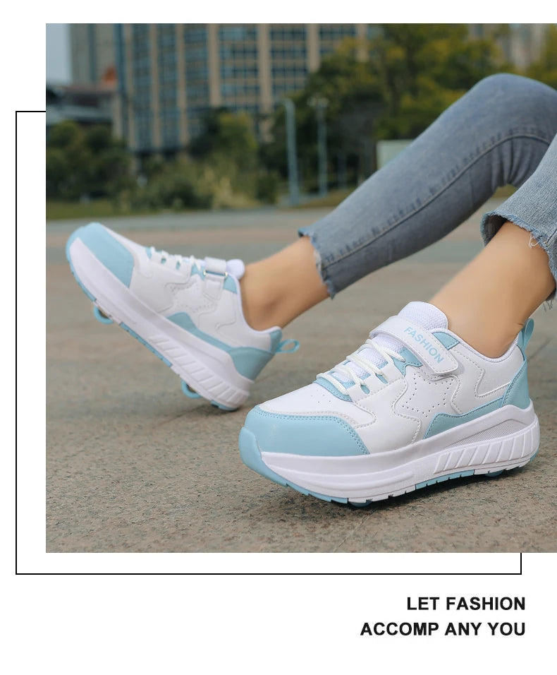 Kids Roller Skate Shoes Fashion Casual Sports Children 4-Wheels Sneakers for Boys and Girls Gift Nice Footwear kids_shoes