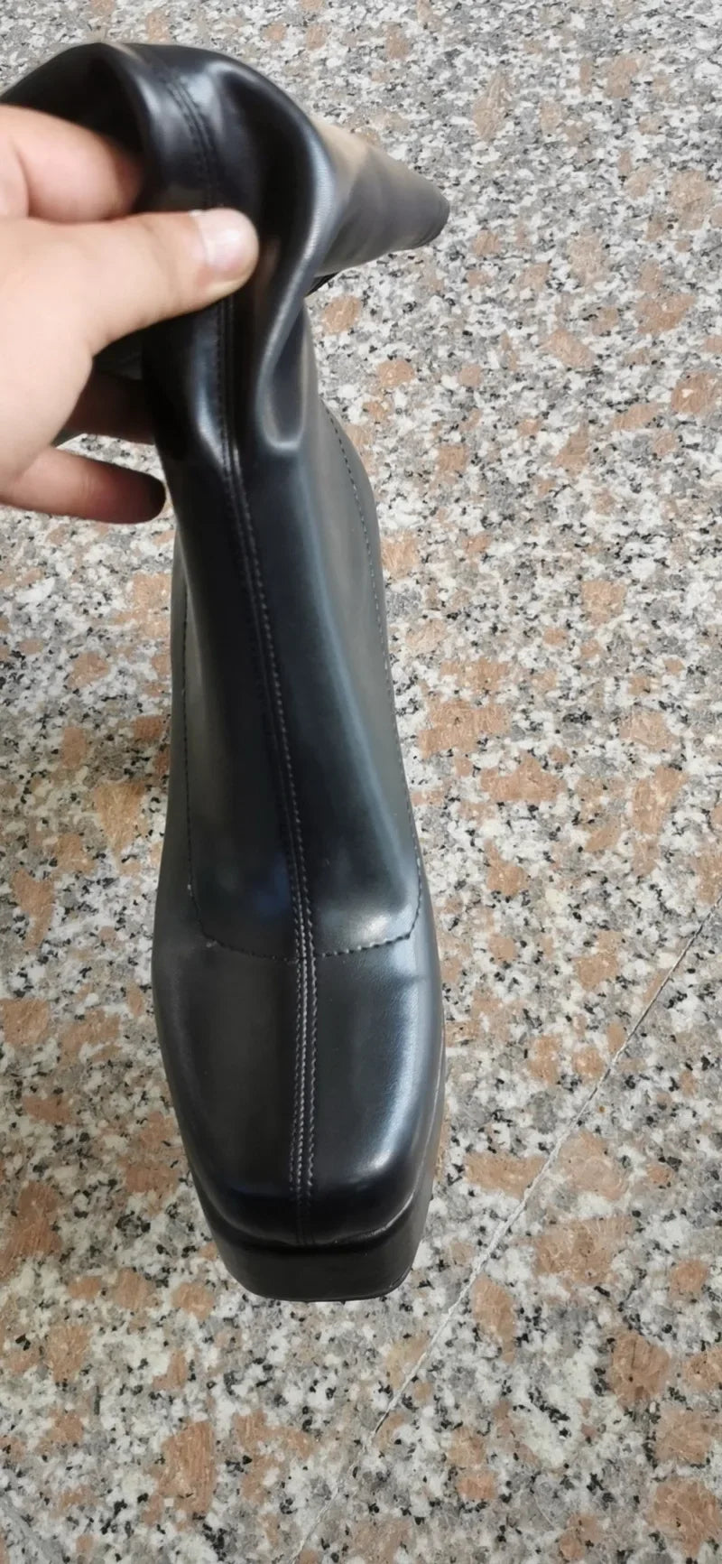 Autumn/Winter Square Headed Thick High Heels Knee-High Elastic Boots for Womens on Platform Black Knight Boot Sexy Party Pumps boots_platform