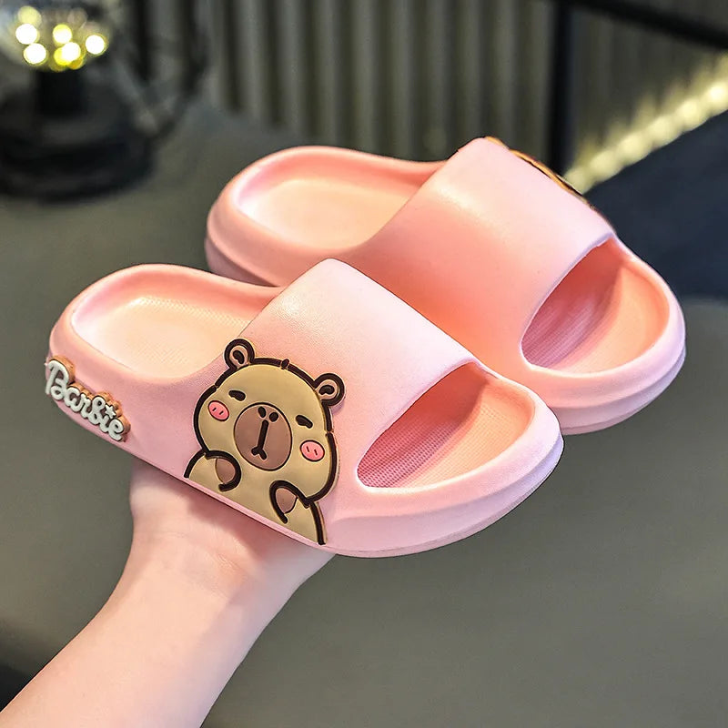 Children Slippers Cute Cartoon Girl EVA Home Slippers 2-16 Years Old Capibala Boys Non Slip Soft Soled Bathroom Slippers kids_shoes