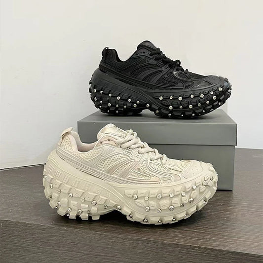 Fashion Brand Men's Or Women's Thick-soled Sports Shoes 2025 Spring New Rivet Design Couple Sports Shoes Breathable Casual Shoes sneakers_platform