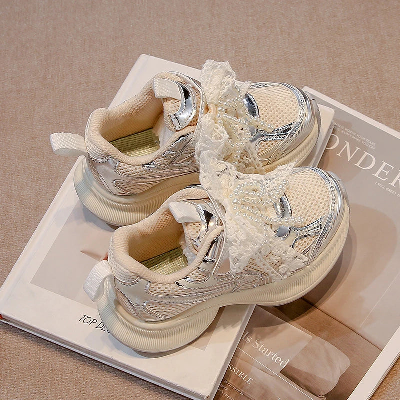 Girls Sports Shoes Spring Autumn Pink Breathable Girls Casual Shoes 3-18 Years Old Beige Soft Non-slip Children's Single Shoes kids_shoes