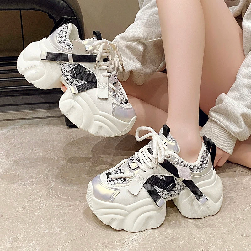 7CM Fashion Spring Autumn Sneakers Women Lace Up Chunky Platform Sports Dad Shoes Woman Comfort Casual Shoes Zapatillas Mujer sneakers_platform