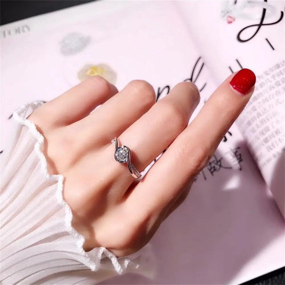 Sparkling 925 Silver Rings Women Shinning White Sapphire Wedding Ring Cubic Zirconia Jewelry Gifts Size 6-10 Elegant