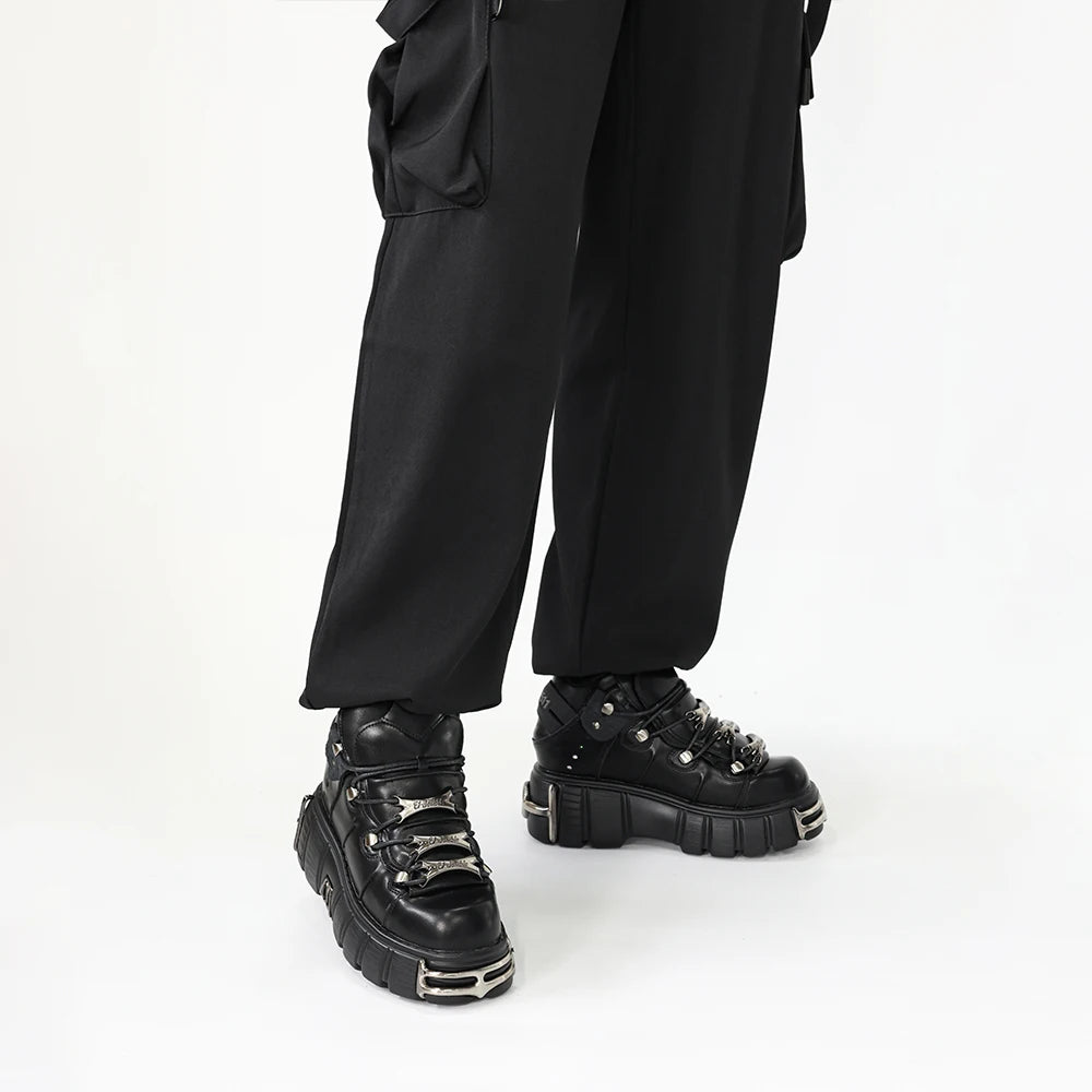 2025 New Brand Punk Style Women Shoes Lace-up heel height 6CM Platform Shoes Woman Rock Boots Metal Decor Woman Sneakers boots_platform