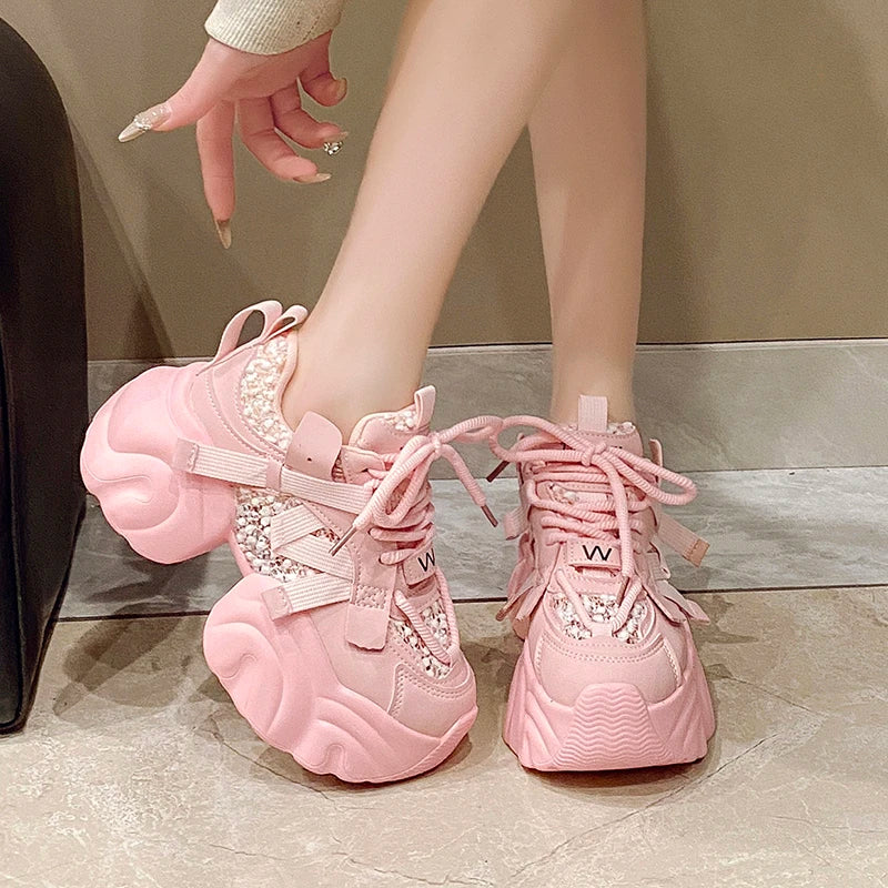 7CM Fashion Spring Autumn Sneakers Women Lace Up Chunky Platform Sports Dad Shoes Woman Comfort Casual Shoes Zapatillas Mujer sneakers_platform