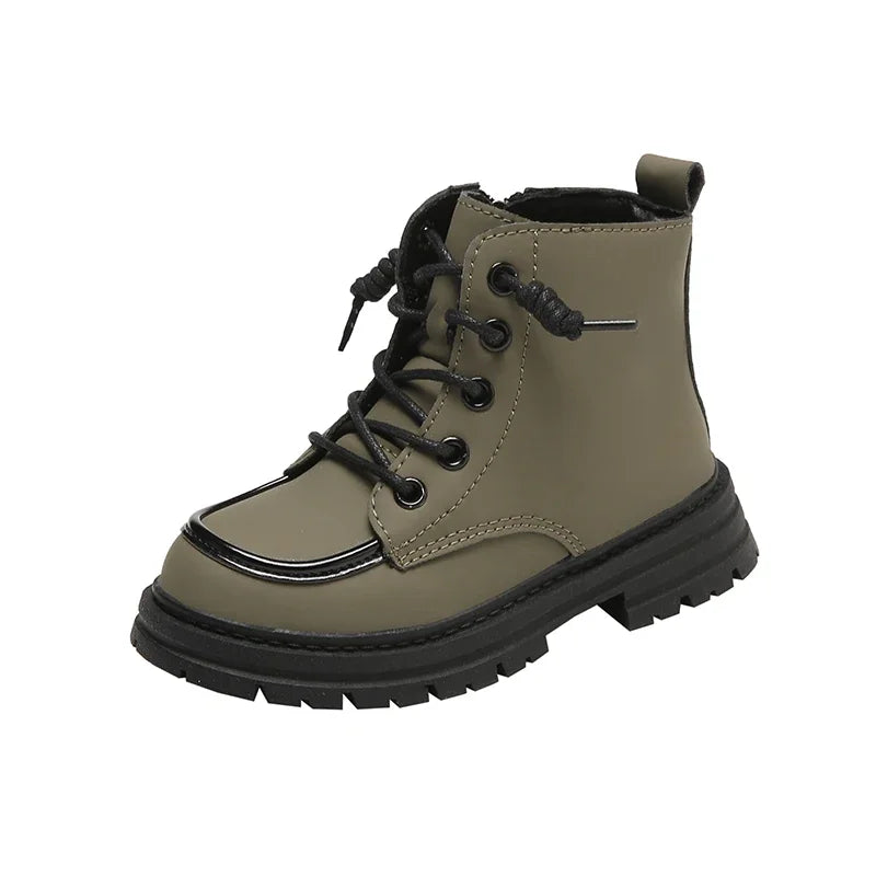 Children Fashion Boots for Girls Boys 2024 Autumn Winter New Korean Style Soft Bottom Anti-slippery Versatile Plush Leather Shoe