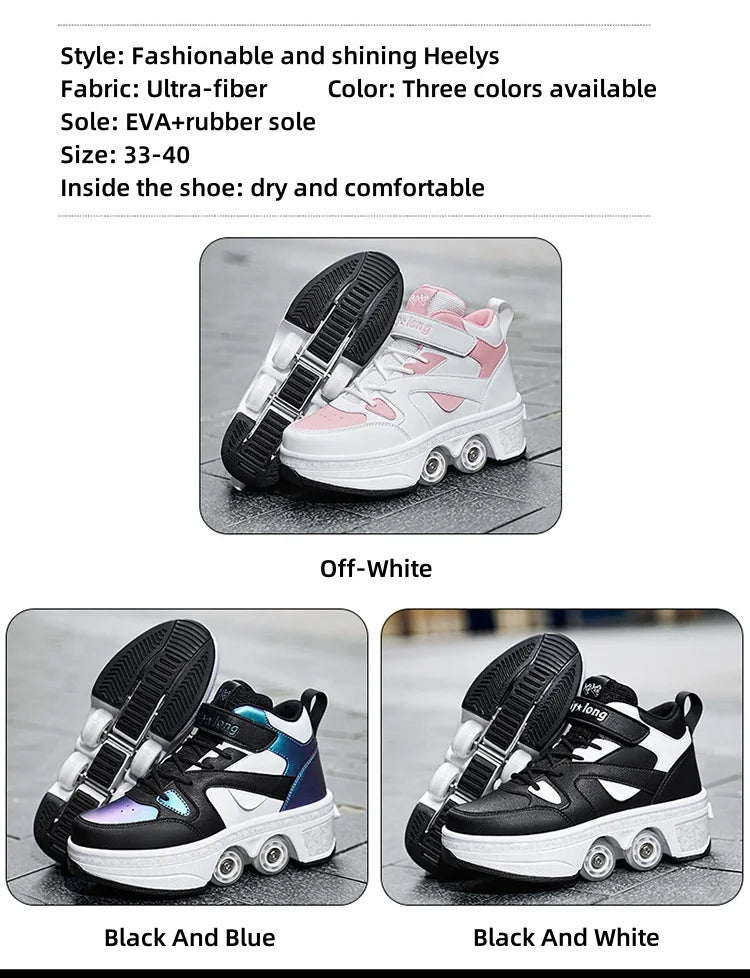 Girls Pink Roller Skate Shoes Sneakers With Wheels Children Rollerskates Fashion Outdoor Sports Shoes Girls Gifts kids_shoes