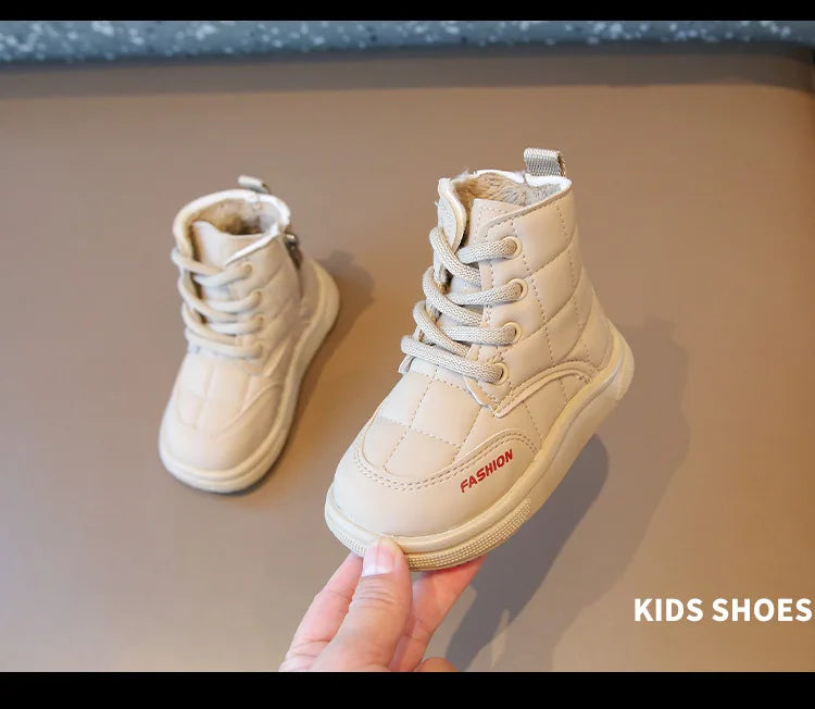 Winter Elegant Children Snow Boots Boys Girls Soft Warm Short Boot with Thick Fur Little Kids Cotton Shoes Cute Baby Boot H08104 kids_shoes