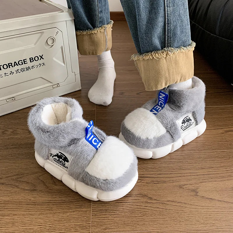 2025 Women's Winter Warm Shoes Plush Lining Indoor Slippers Couples Platform Heel High Top Snow Boots Female Male Home Slipper kids_shoes