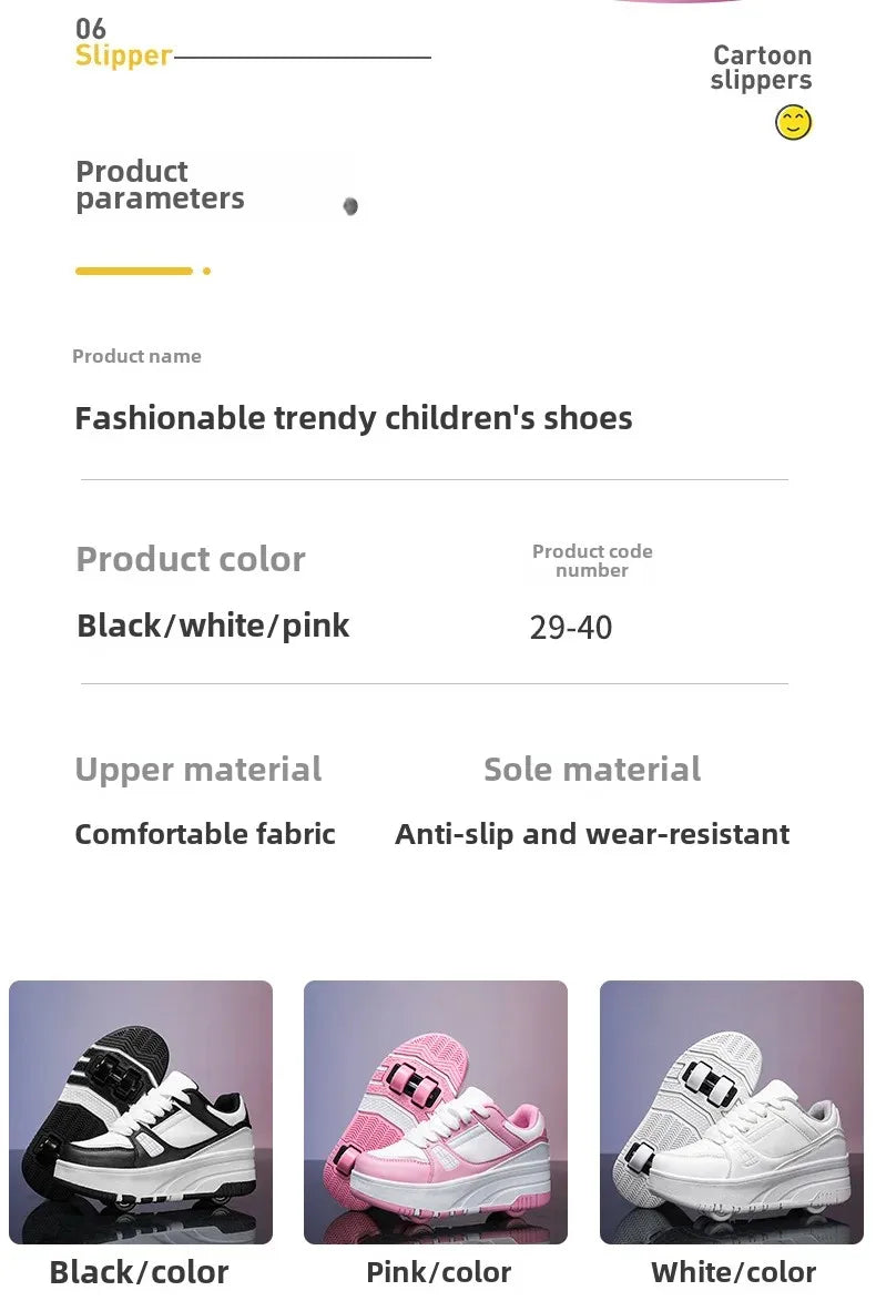 Ultra-Light Four-Wheel Skating Shoes for Students And Children Removable Unisex Wheelled Walking Shoes Sports And Entertainment kids_shoes