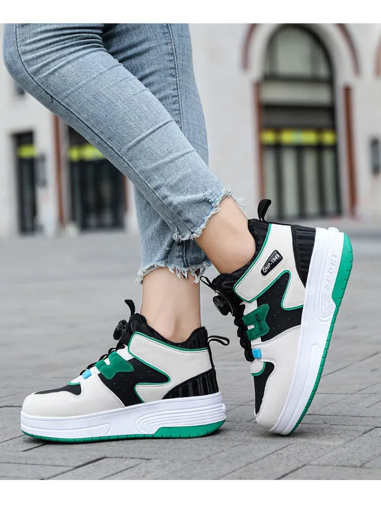 2026 Autumn Winter Popular Children's Roller Skates Men Women's Sport Shoes With Rotating Buckle And Wheels Single Row Skating kids_shoes