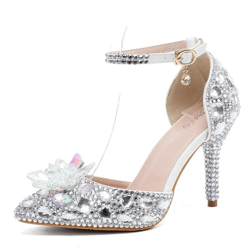 2025 Spring New Crystal Flash Diamond 7 Colors Wedding Bridesmaid Shoes Banquet Stiletto Women's Shoes heels_bridal