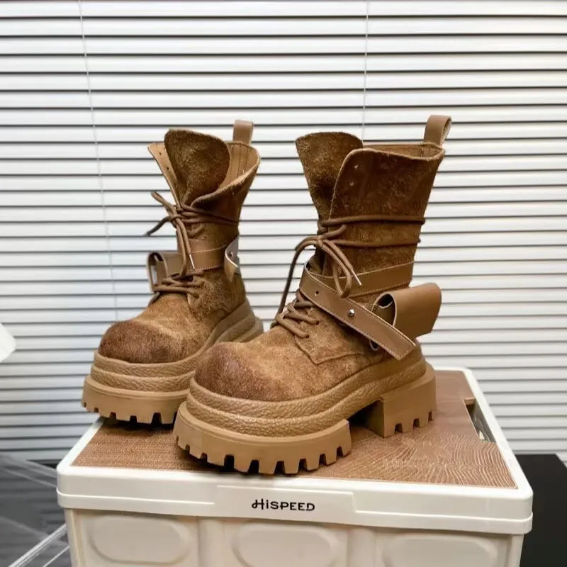 Flats Platform Women Ankle Boots Sport Lace Up Shoes Winter Snow Boots 2025 Trend Walking Running Shoes New Mujer Chelsea Boots boots_platform